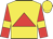 Yellow, red triangle, yellow bars on red sleeves