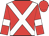 Red, white circled 'RM', white cross sashes, white bars on sleeves, r