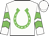 White, green horseshoe, green chevrons on sleeves, white cap