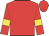 Red, red and gold bars on white sleeves