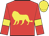 Red, yellow lion, yellow bars on sleeves, yellow cap