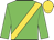 Green, gold sash, gold cap