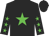 Black, green star, green stars on sleeves