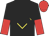 Black, yellow diamond frame, black horses head, black and red halved sleeves, red cap