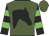Forest green, black horses head, green hoops on black sleeves