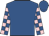 Royal blue, pink blocks on sleeves