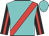 Turquoise, red sash, red stripe on black sleeves