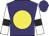 Purple, yellow spot, black bars on white sleeves