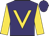 Purple, gold 'v', gold sleeves