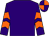 Purple, orange chevrons on sleeves, quartered cap