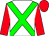 White, green cross sashes, red sleeves, red cap