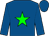 Royal blue, green star, green band on sleeves, royal blue cap