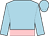 Light blue, pink belt, pink band on sleeves, light blue cap