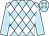Lt blue and white diamonds, lt blue sleeves with white 'db'