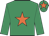 Emerald green, orange star and star on cap