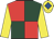 Red and dark green (quartered), yellow sleeves, yellow cap, royal blue diamond