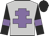 Silver, mauve cross of lorraine, black sleeves, mauve armlets, black cap