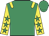 Emerald green, yellow epaulets, yellow sleeves, emerald green stars