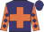 Purple, orange cross, orange and purple diamonds on sleeves