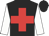 Black, red cross, white sleeves