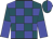 Teal and blue blocks, teal and blue halved sleeves and cap