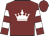 Maroon, white crown, white hoops on sleeves