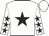 White, black star, black stars on sleeves