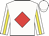 White, red diamond, yellow stripe on sleeves