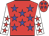Red, blue stars, red stars on white sleeves