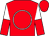 Red, white circle, white and red halved sleeves