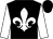 Black, white fleur de lys, white sleeves