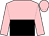 pink and black halved horizontally, pink sleeves and cap