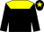 black, yellow yoke, yellow star on cap