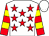 White, red stars, red sleeves, yellow hoops, white cap