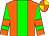 orange, green stripe, green sleeves, orange armlets, orange cuffs, orange and gold quartered cap