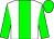 white, green stripe, green sleeves, green cap