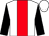 white, red stripe, black sleeves