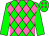Green, hot pink diamonds, green sleeves
