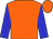 Orange, white circled 'b', blue sleeves, orange cap
