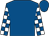 Royal blue, white circled 'rcr', white blocks on sleeves, royal blue cap