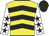 Yellow, black chevrons, white sleeves, black stars and cap