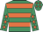 Emerald green & orange hoops, orange stars on sleeves, emerald green cap, orange stars
