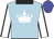 Light blue, white crown, black collar, white sleeves, black seams, blue cap
