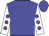 Blue, blue 'v' on white ball, blue dots on white sleeves