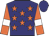 Navy blue, orange stars, white armlets on orange sleeves, navy cap