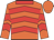 Orange, red chevrons and collar, red chevrons on sleeves, orange cap