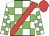 Green, white blocks, red sash, red cap