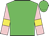 Lime green, black circled 'n', pink and yellow bars on sleeves