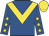 Royal blue, gold chevron, gold stars on sleeves, gold cap